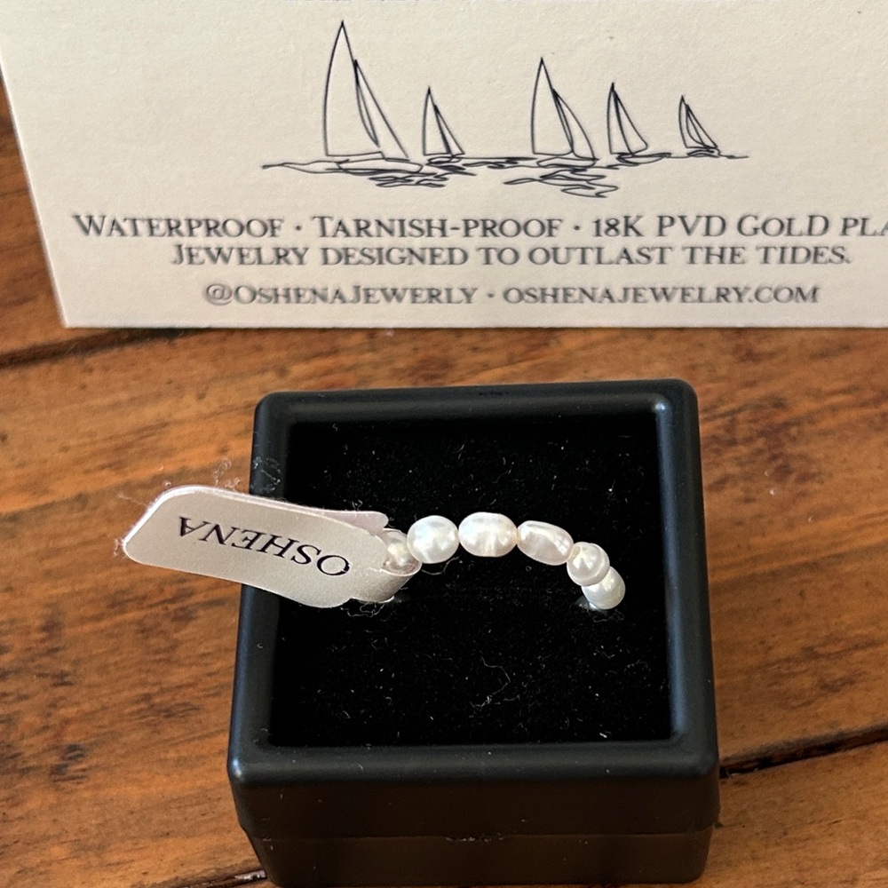 Oshena designer‎ beachwear White genuine Pearl ring size 9